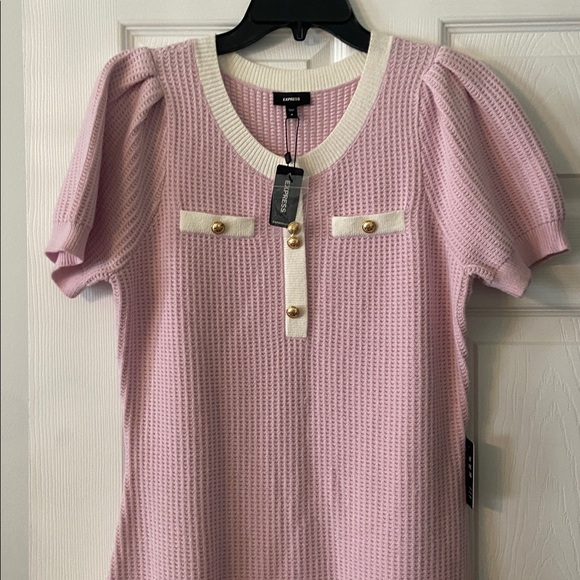 Express Light Pink Knit Mini Dress length 36” pit to pit 34” so beautiful dress - Picture 2 of 8
